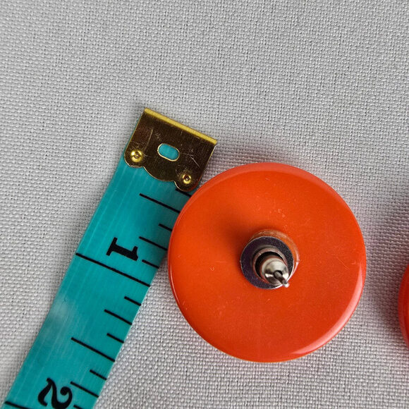 Vintage 80s Orange Plastic Statement Earrings - Picture 4 of 4